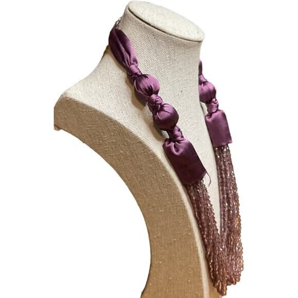 Kristin Davis Purple Silk & Beaded Multi-Strand Necklace With Adjustable Clasp - Picture 5 of 7
